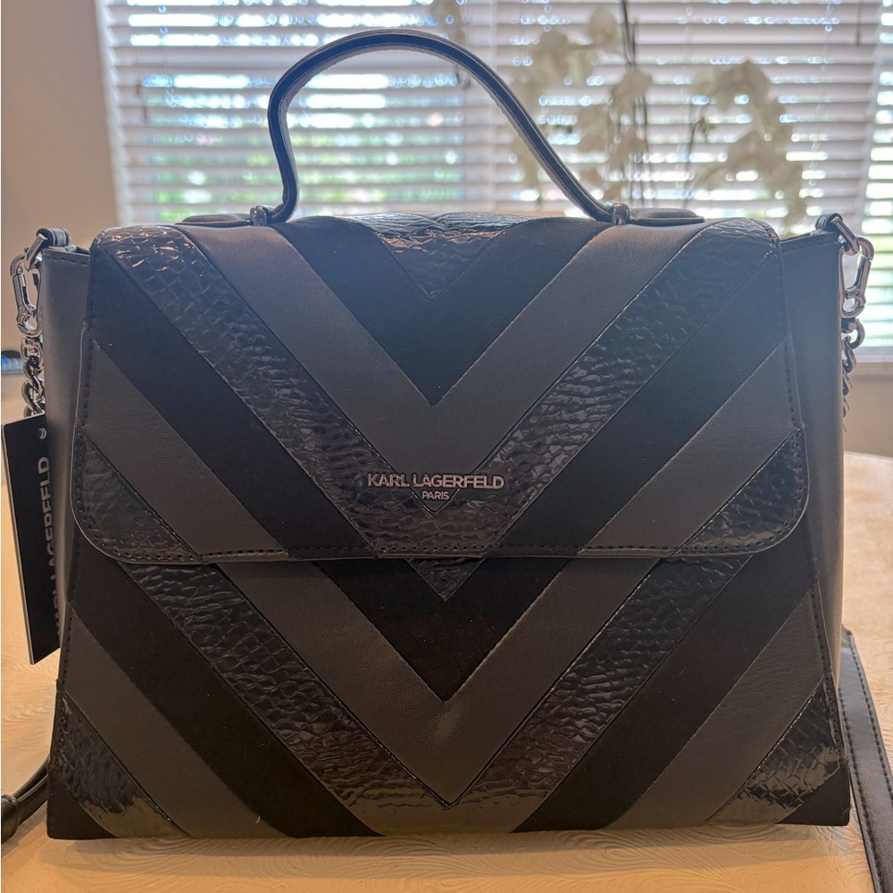 Karl Lagerfeld Paris
Charlotte Small Top Handle Satchel NWT Black